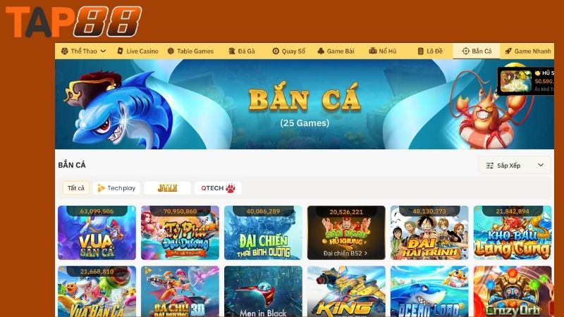 Giới thiệu sảnh bắn cá Tap88