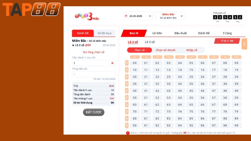 Ưu điểm nổi bật của lô đề 3 miền Tap88
